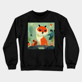 Kids abstract design of a tiger and some of his bird friends. Crewneck Sweatshirt